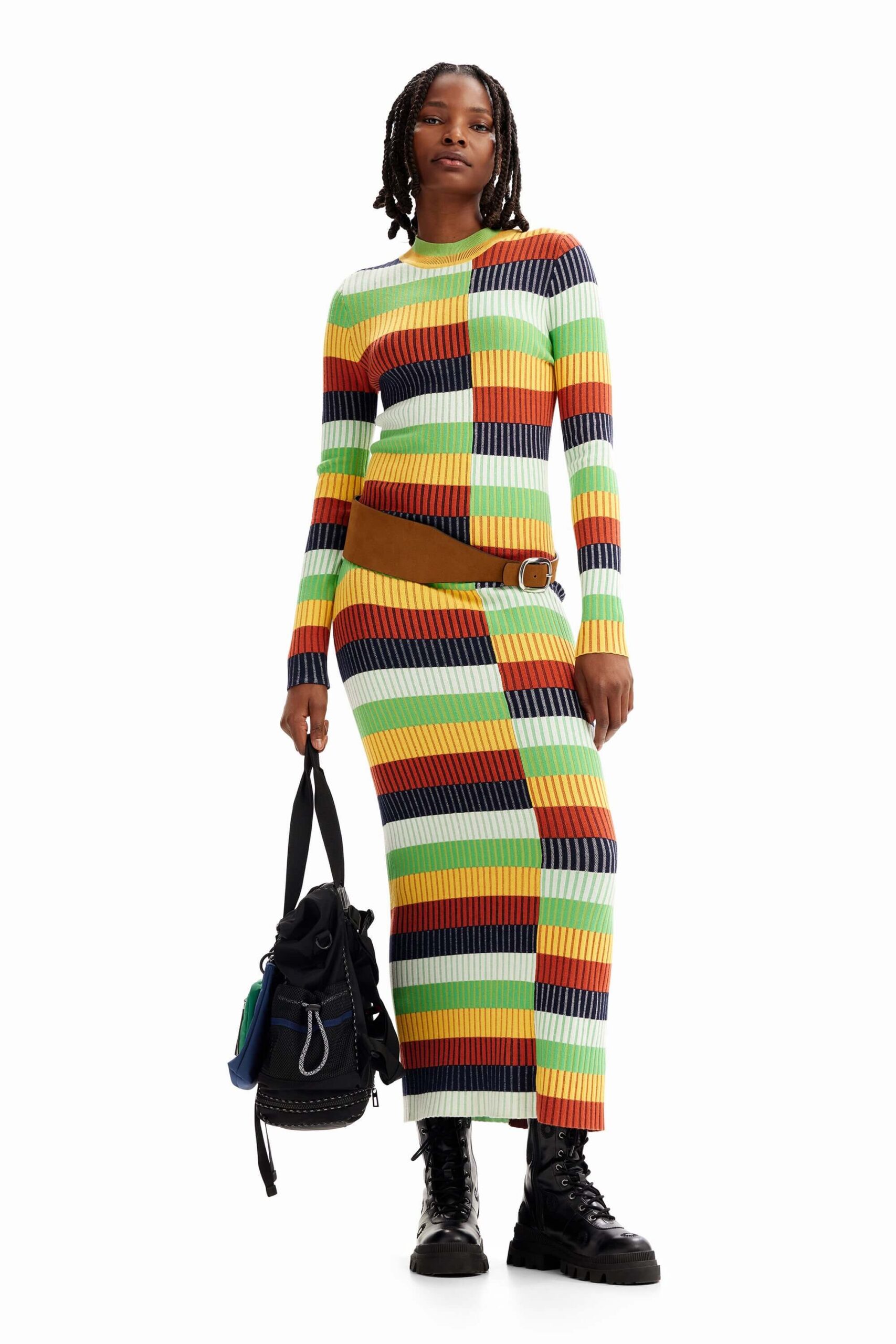 Striped knit midi dress Discounts and Cashback