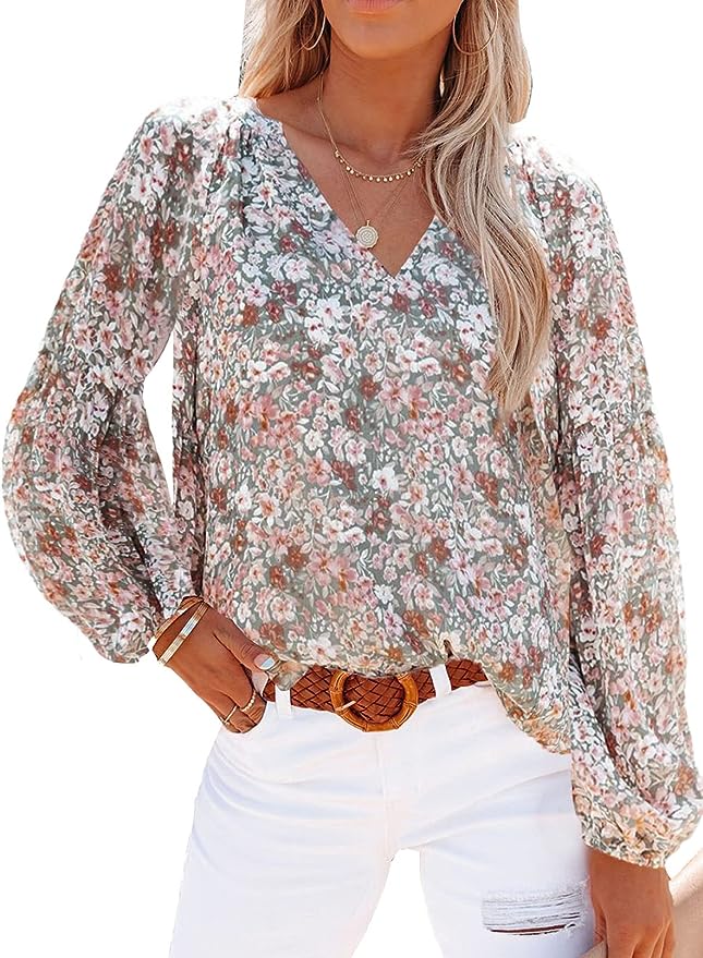 Casual Floral Print Long Sleeve Blouse Discounts and Cashback