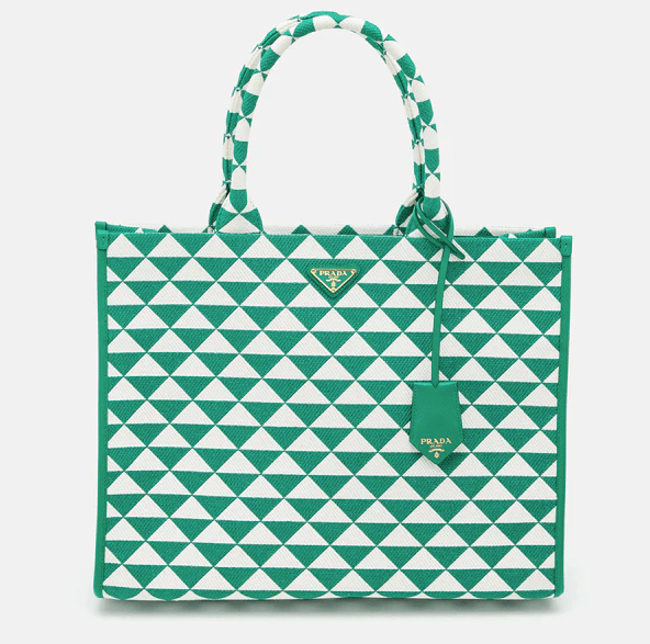 Prada Green/White Fabric Large Symbole Tote Discounts and Cashback