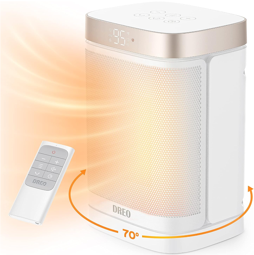 Dreo Atom One Space Heater with Remote, 70°Oscillating Electric Heaters with Digital Thermostat Discounts and Cashback