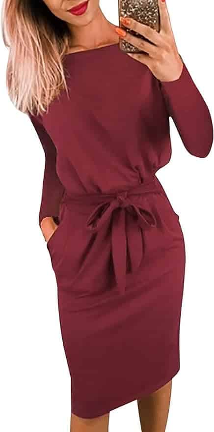 PRETTYGARDEN Long Sleeve Belted Party Dress Discounts and Cashback