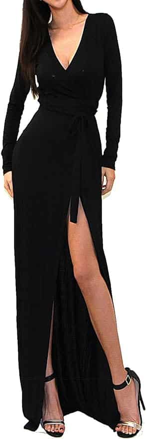 Vivicastle Long Sleeve Slit Front Maxi Dress Discounts and Cashback