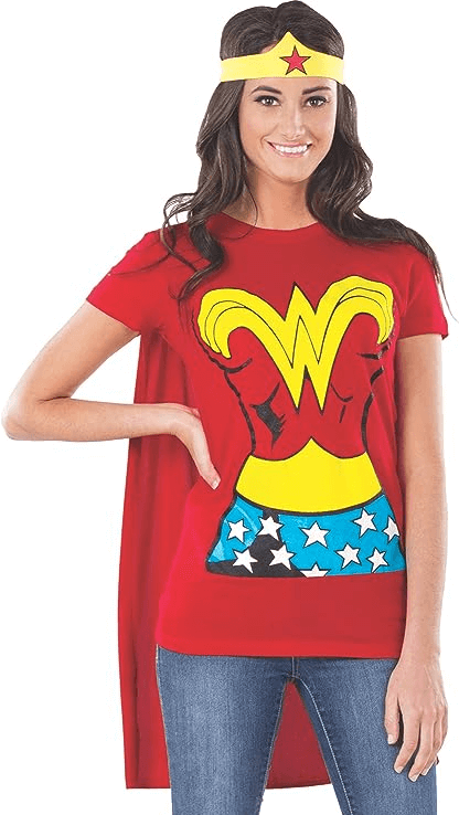 Rubies Women's DC Comics Wonder Woman T-Shirt with Cape and Headband Discounts and Cashback