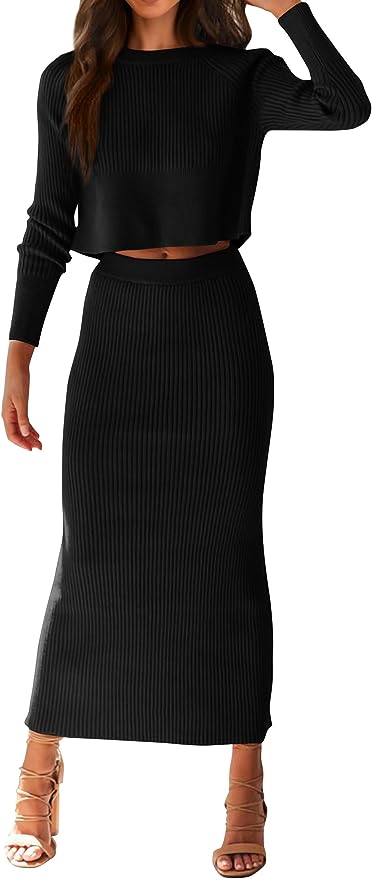 Ribbed Knit Two Piece Skirt Set Discounts and Cashback