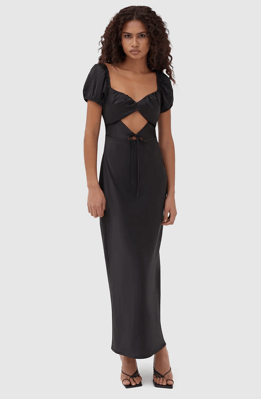 Black Sweetheart Cut Out Satin Dress - McKenna Discounts and Cashback
