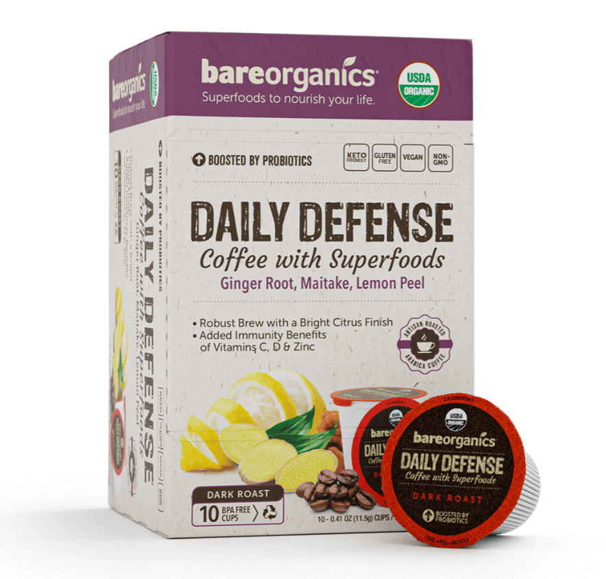 BareOrganics DAILY DEFENSE COFFEE (Organic) with Superfoods and Probiotics Discounts and Cashback