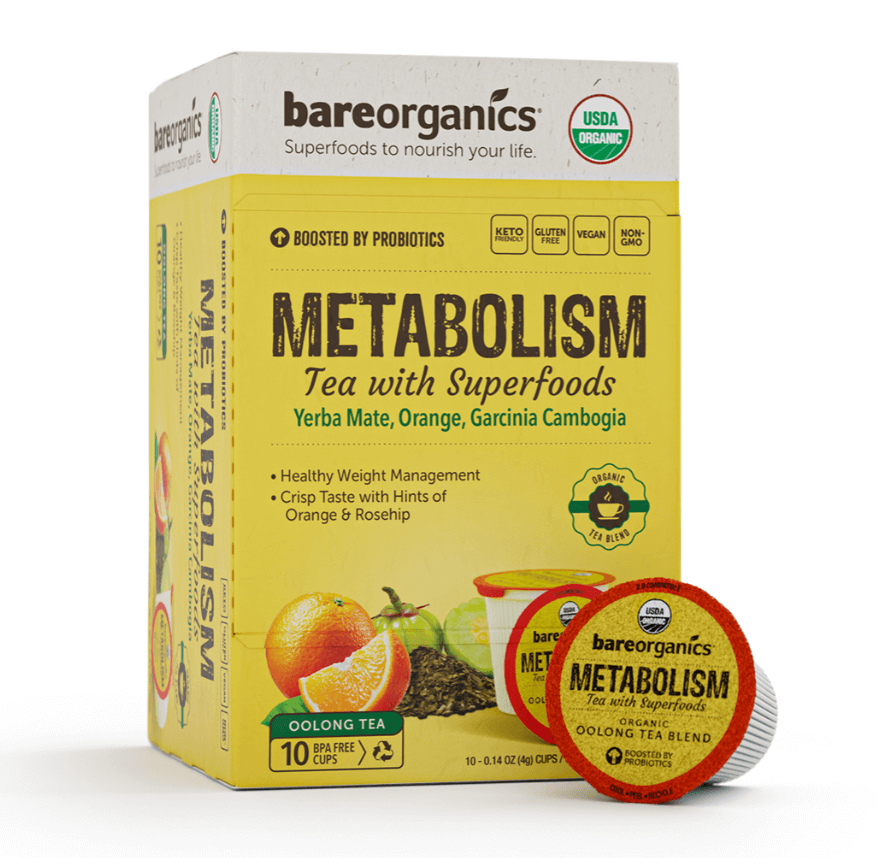 BareOrganics METABOLISM TEA (Organic) with Superfoods and Probiotics Discounts and Cashback