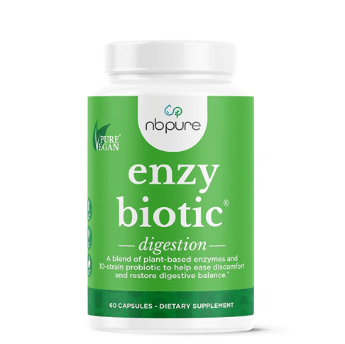 NBPure EnzyBiotic Enzyme & Probiotic Blend -- 60 Vegetable Capsules - Suitable for vegans Discounts and Cashback