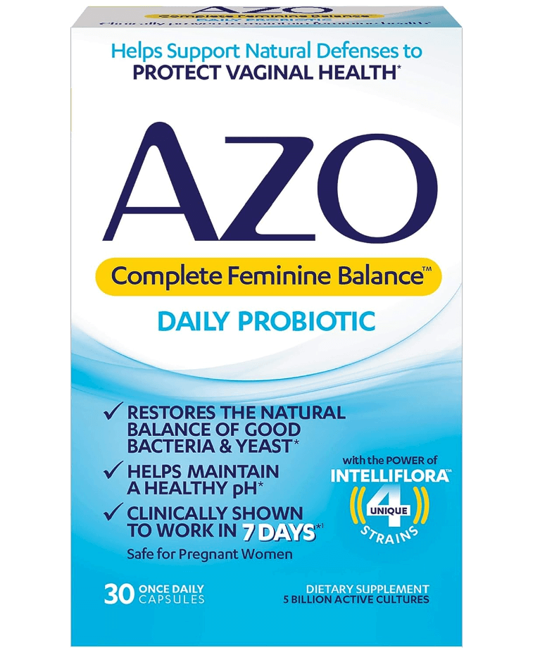 AZO Complete Feminine Balance Daily Probiotics for Women, Clinically Proven to Help Protect Vaginal Health, balance pH and yeast, Non-GMO Discounts and Cashback