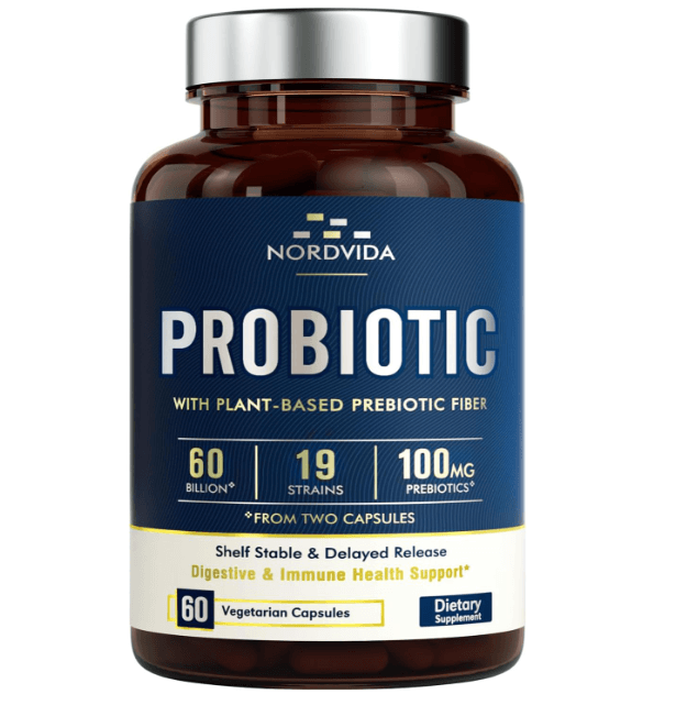 Nordvida Vegan Probiotics 60 Billion CFU 19 Strains with Organic Prebiotic for Men & Women, Delayed Release, Non-GMO, No Soy or Dairy Discounts and Cashback