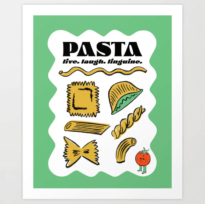 Pasta Print Art Print For Kitchen or Restaurant by McIndoe  Discounts and Cashback