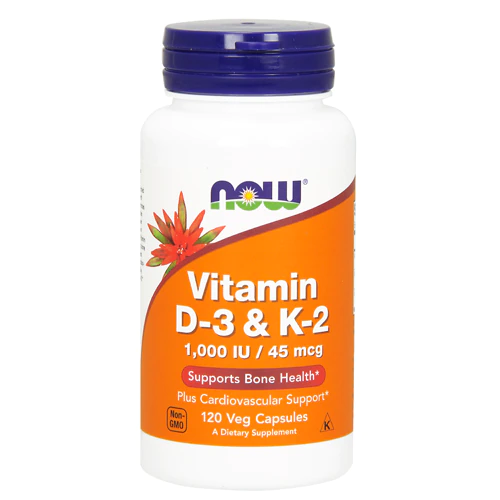NOW Vitamin D-3 & K-2 -- 120 Vegetarian Capsules