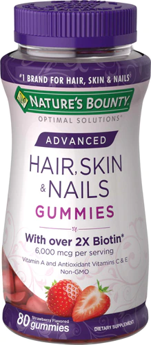 Nature's Bounty Optimal Solutions Hair Skin & Nails Gummies Strawberry -- 80 Gummies Discounts and Cashback