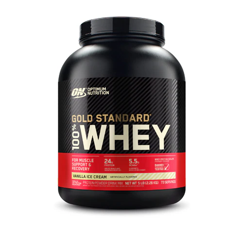 Optimum Nutrition Gold Standard 100% Whey Protein Powder For Muscle Support and Recovery Vanilla Ice Cream -- 73 Servings Discounts and Cashback