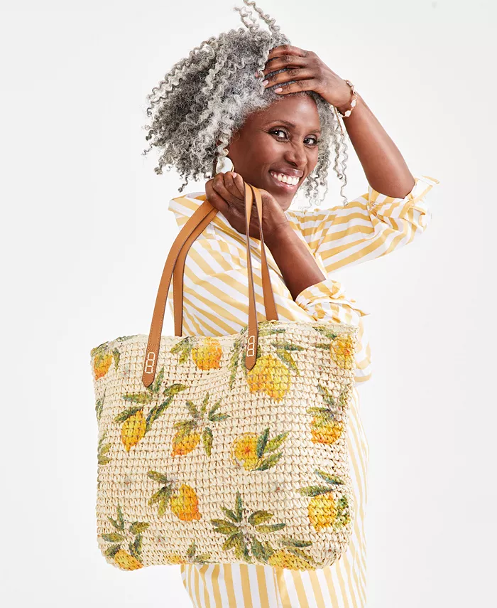 Style & Co Lemon Straw Tote, Created for Macy's Discounts and Cashback