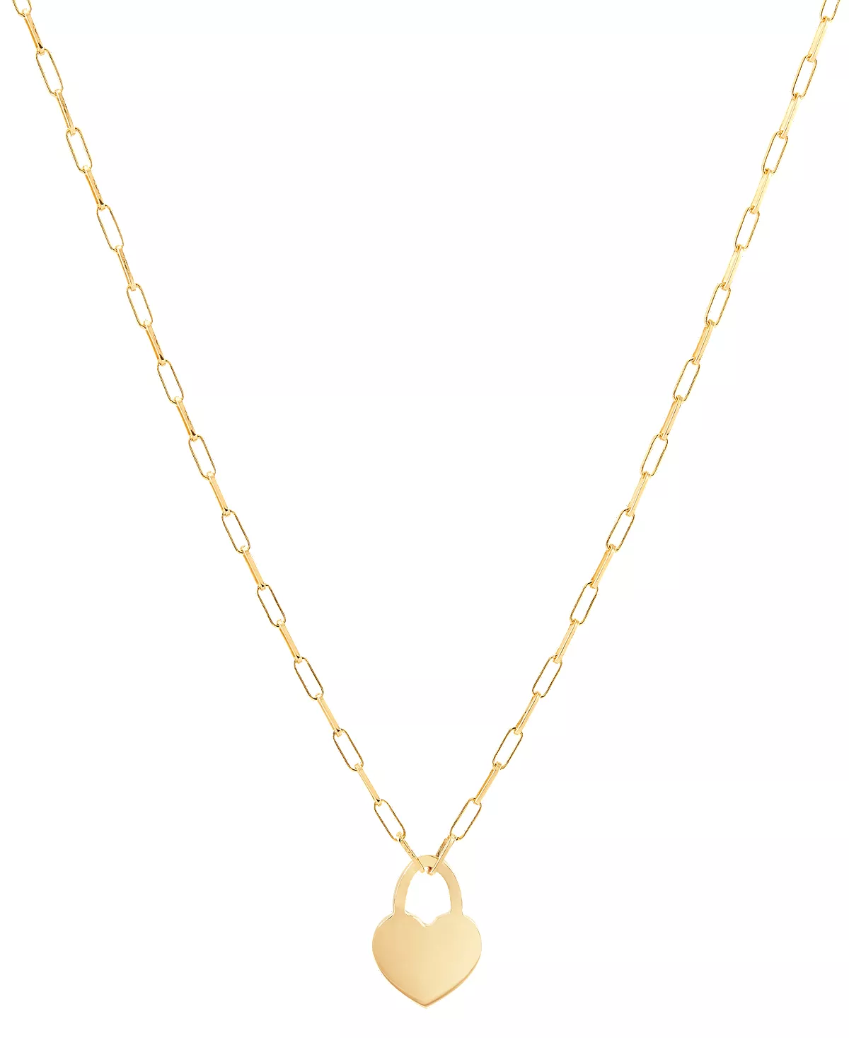 Macy's Heart Padlock Paperclip Link 18" Pendant Necklace in 18k Gold-Plated Sterling Silver Discounts and Cashback