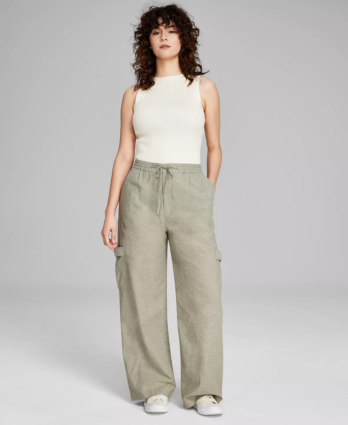 And Now This Women's Linen Blend Cargo Pants, Created for Macy's Discounts and Cashback
