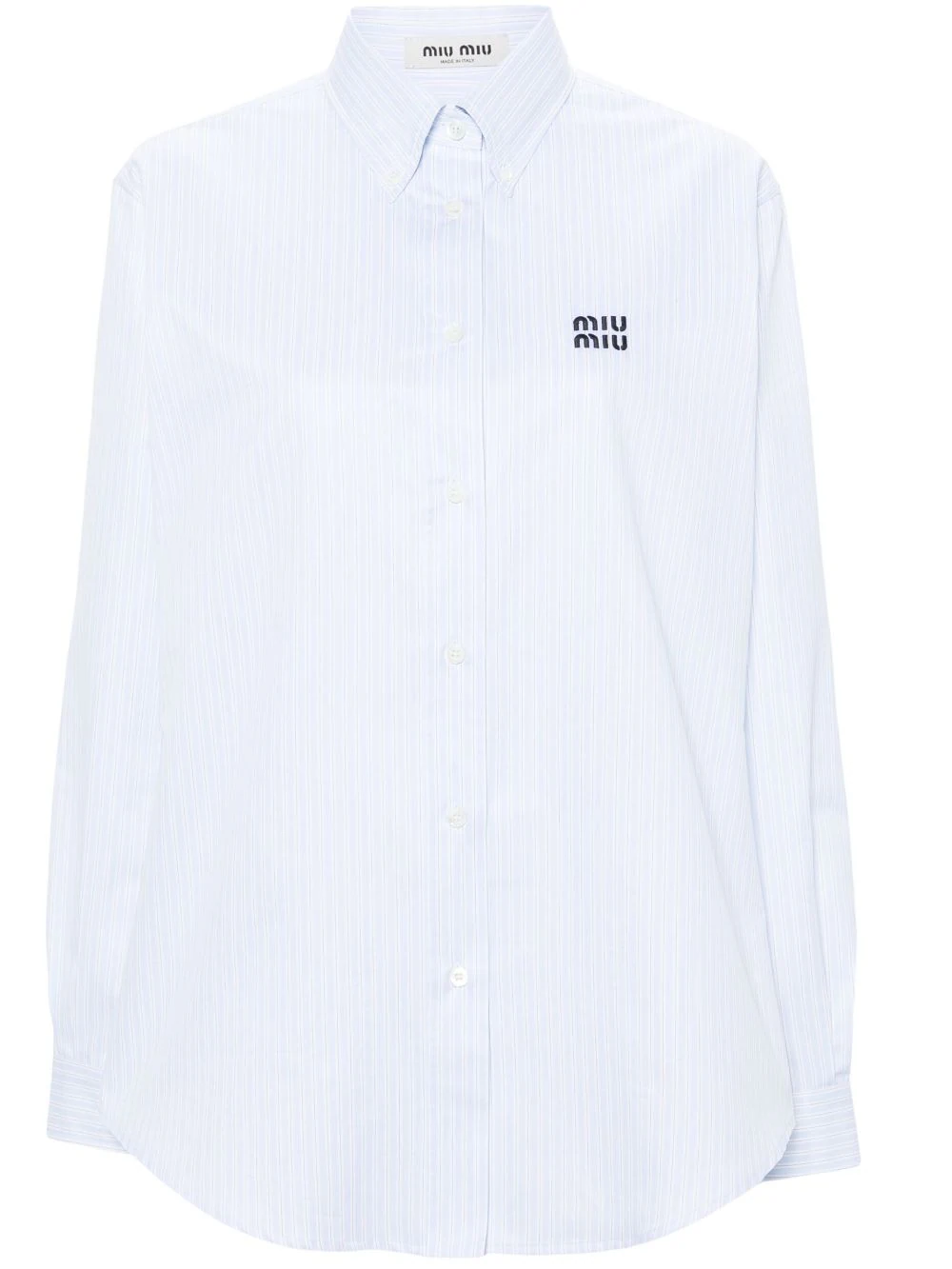 Miu Miu logo-embroidered striped shirt Discounts and Cashback