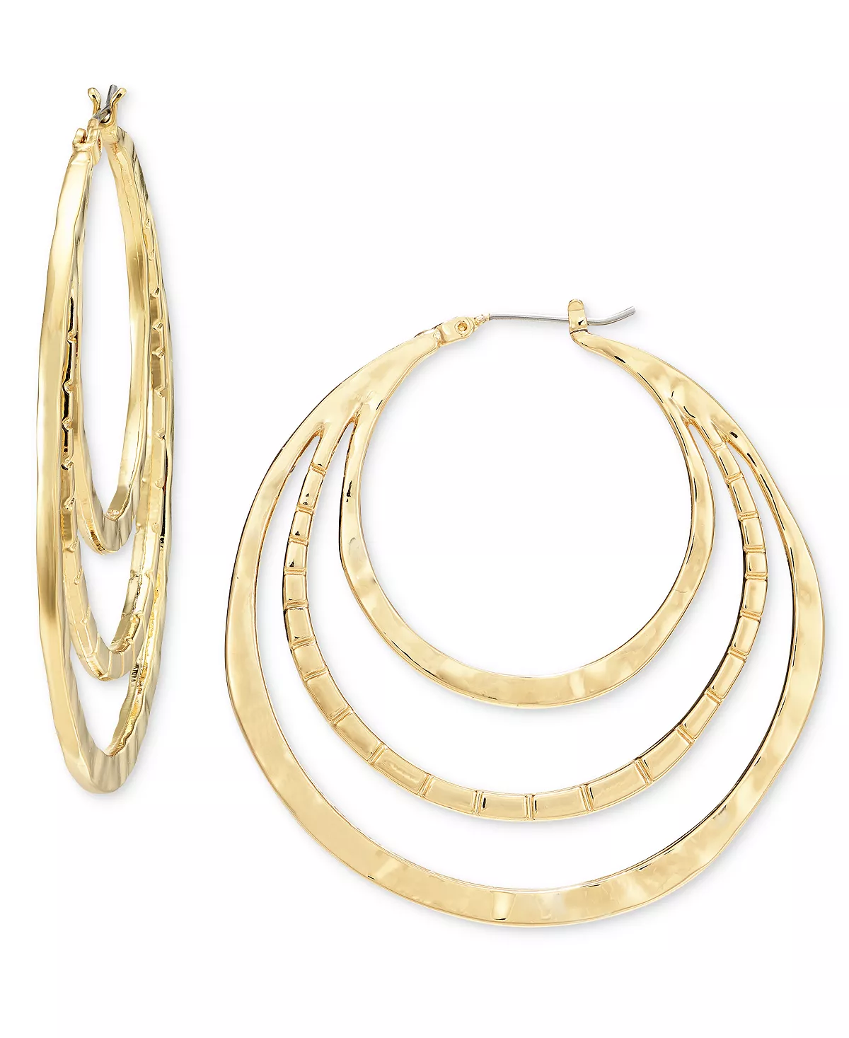 Style & Co Gold-Tone Multi-Row Hoop Earrings, 2", Created for Macy's Discounts and Cashback